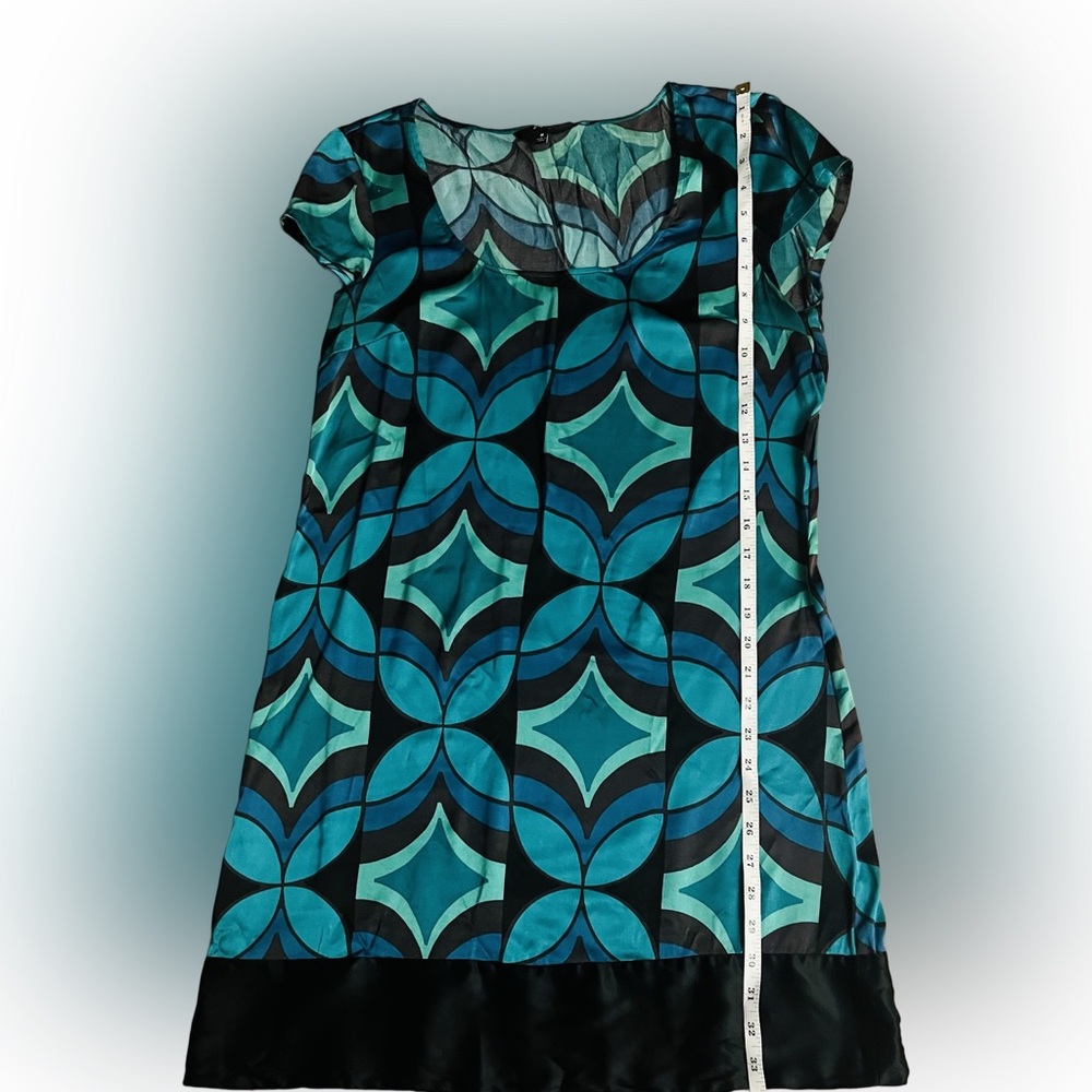 Stylish Blue and Black Geometric Dress